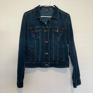 American Eagle Outfitters Dark Blue Jean Jacket Large